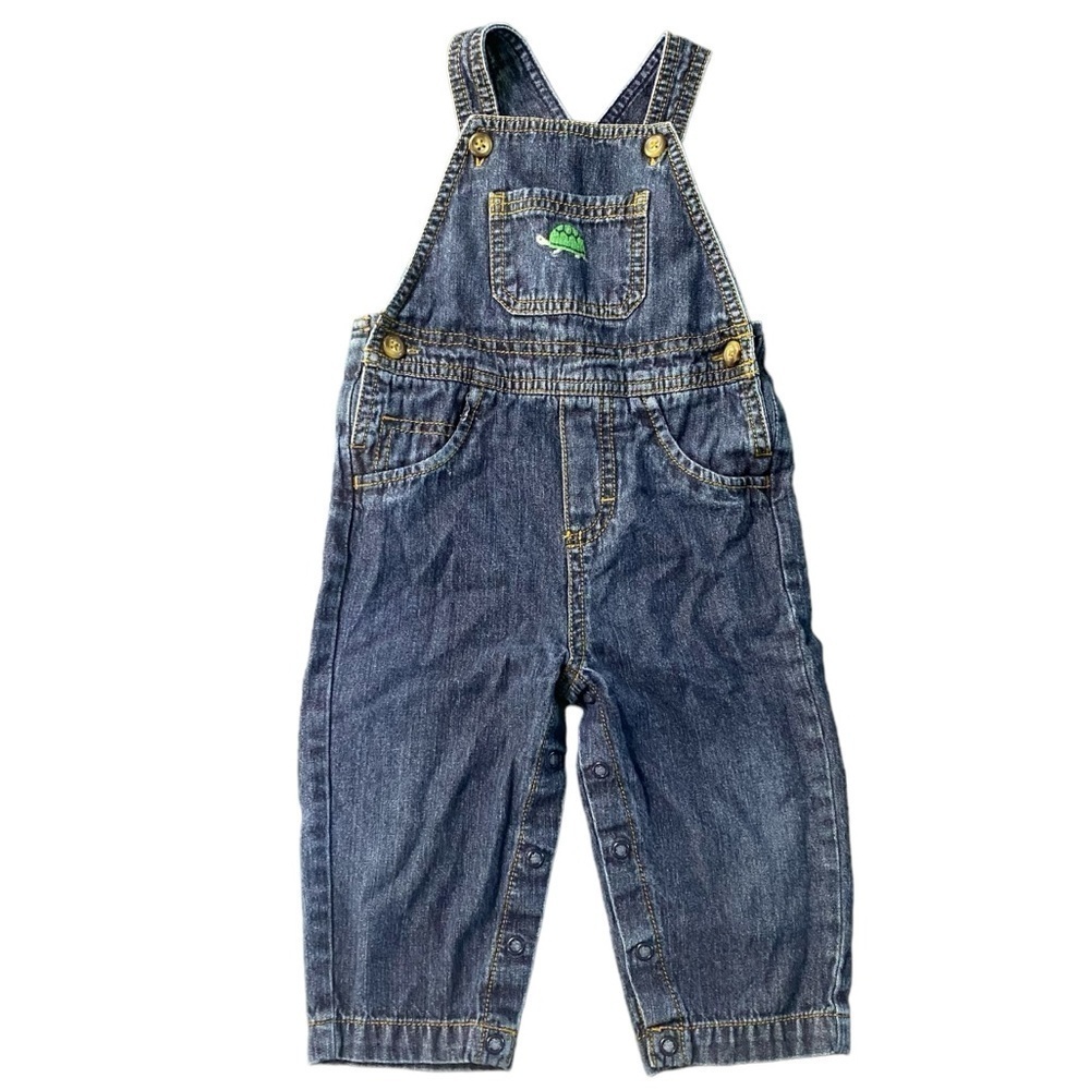 Carter’s Denim Overalls With Embroidered Turtle on Front Size 12 Months